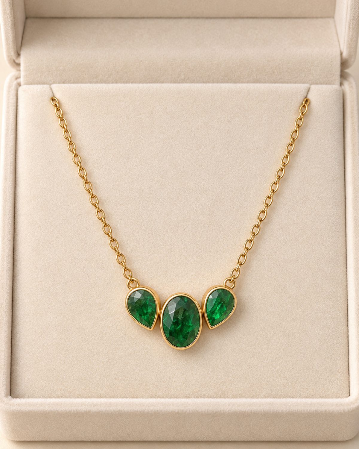 Verdant Three Stone Necklace