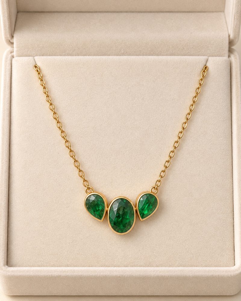 Verdant Three Stone Necklace