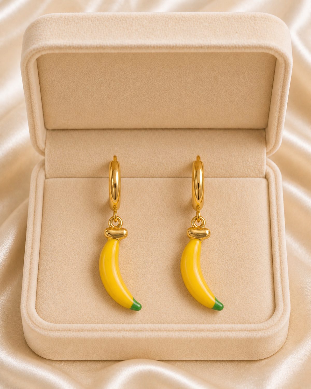 Tropical Banana Charm Huggie Earrings