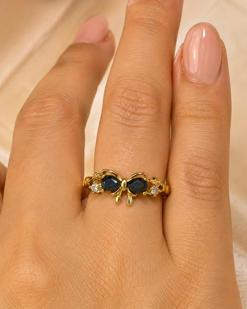 Midnight Butterfly Adjustable Ring