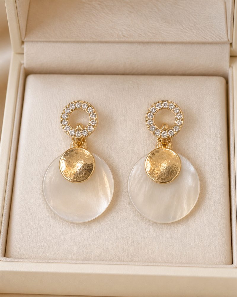 Celeste Crystal Halo Layered Disc Earrings