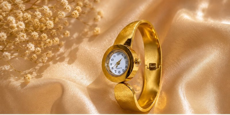 Elegant Gold Cuff Bracelet Watch