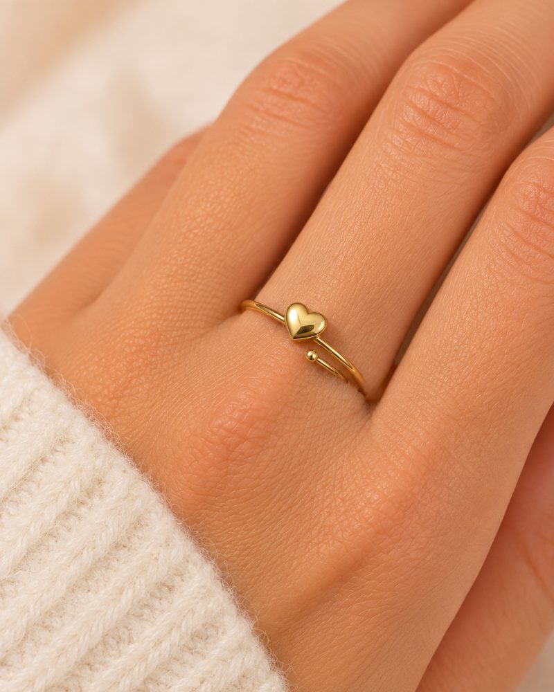 Delicate Heart Adjustable Ring