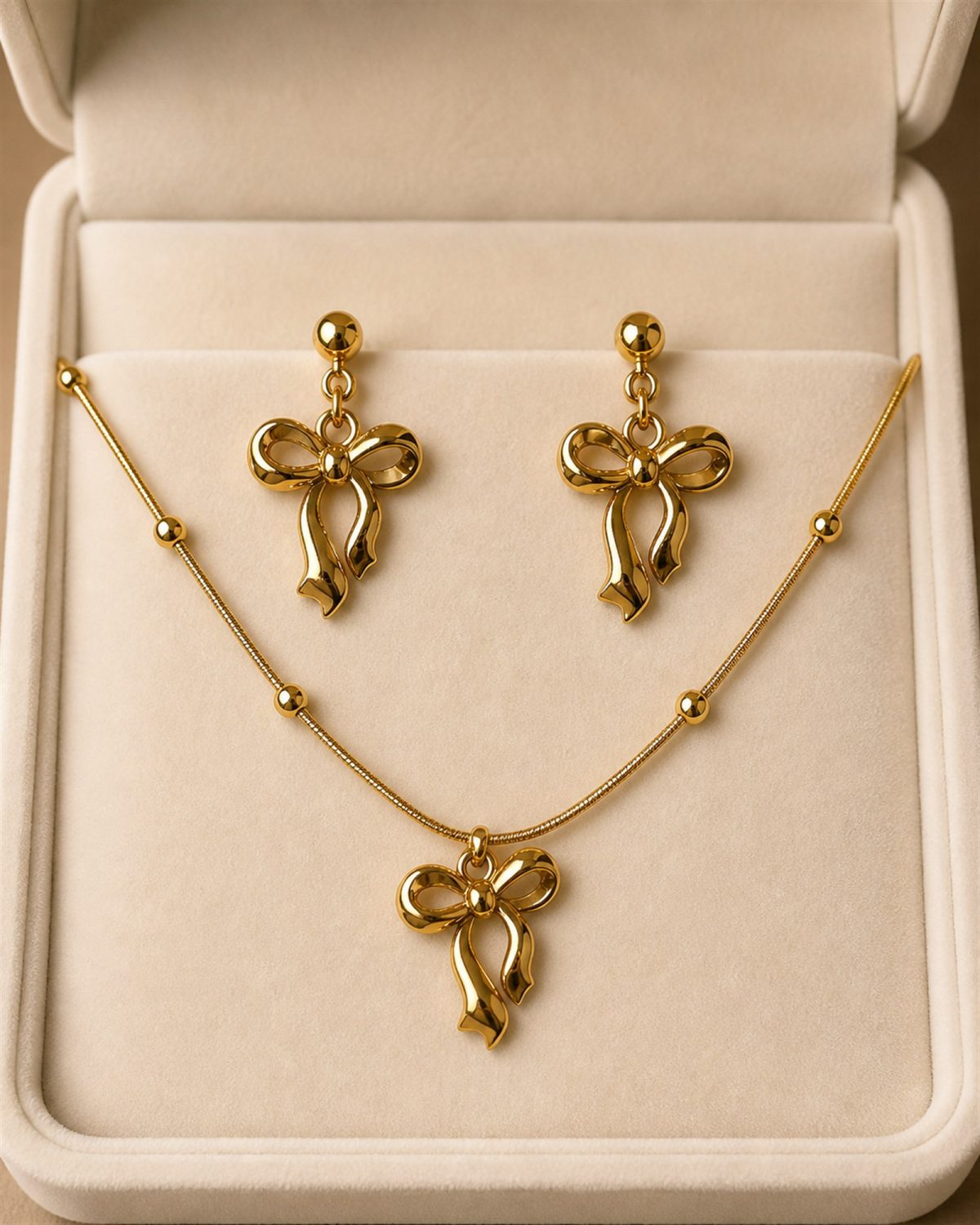 Golden Ribbon Bow Jewellery Set