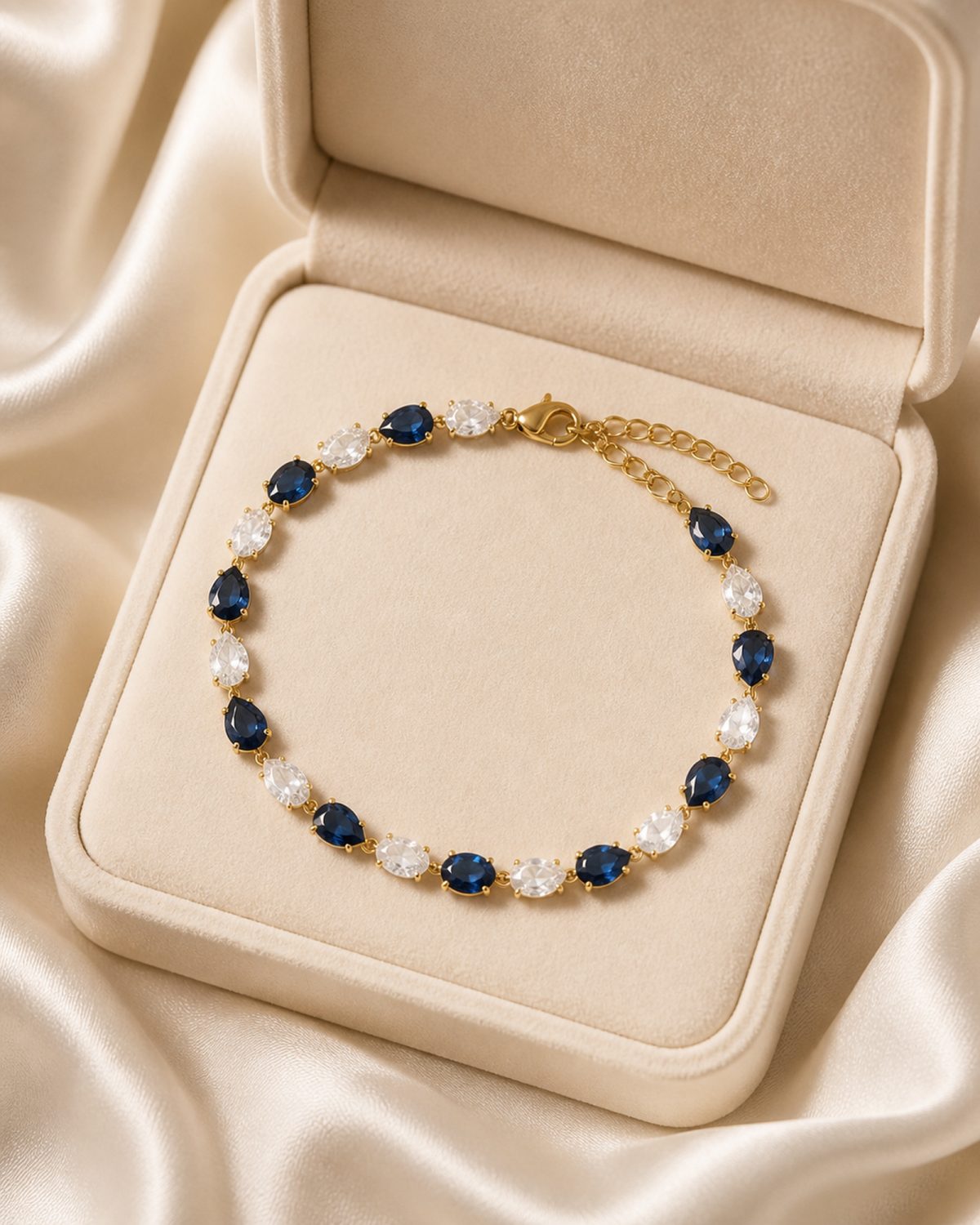 Sapphire & Crystal Teardrop Bracelet