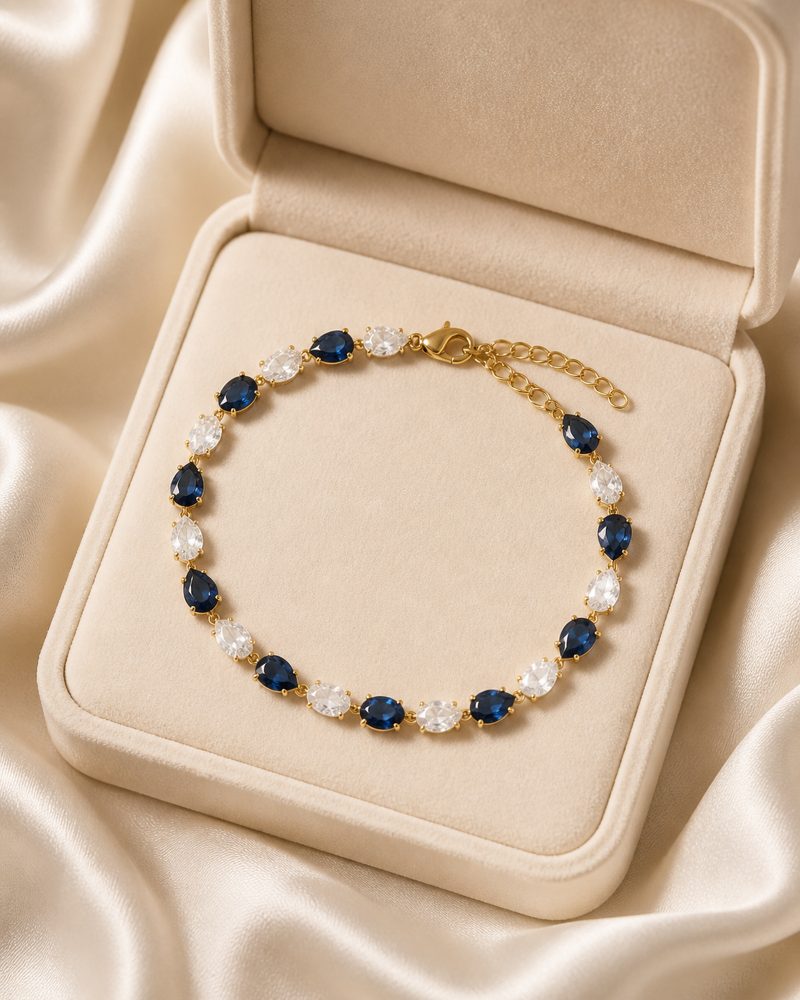 Sapphire & Crystal Teardrop Bracelet