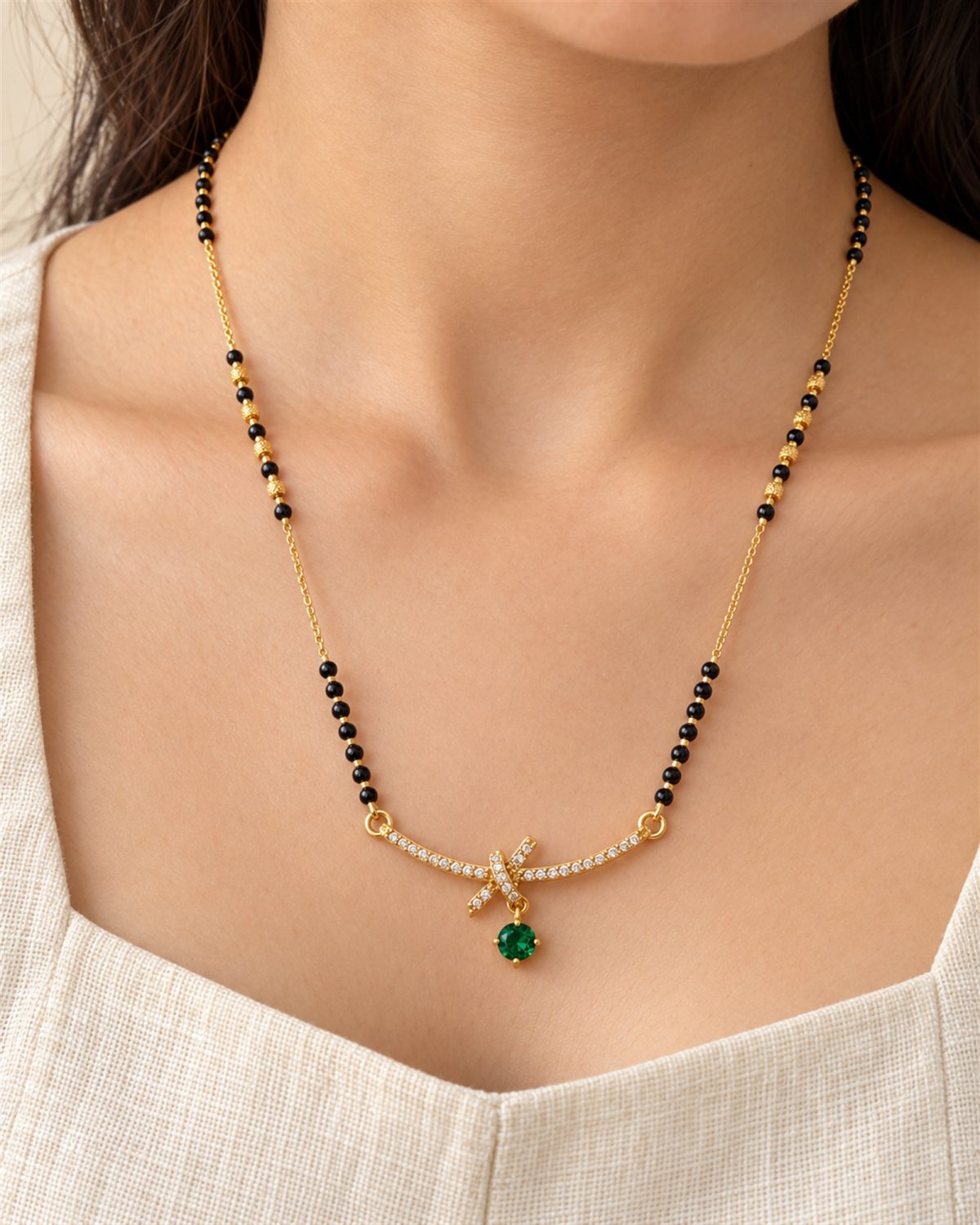 Green Drop Knot Mangalsutra