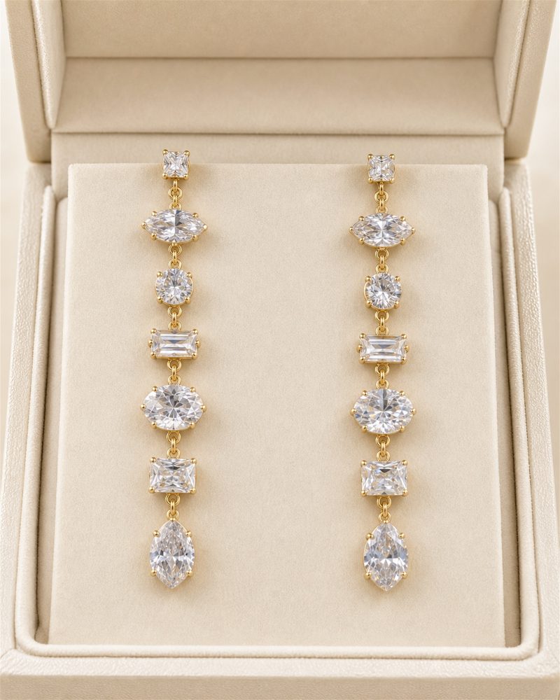 Celestia Mixed-Cut Crystal Drop Earrings