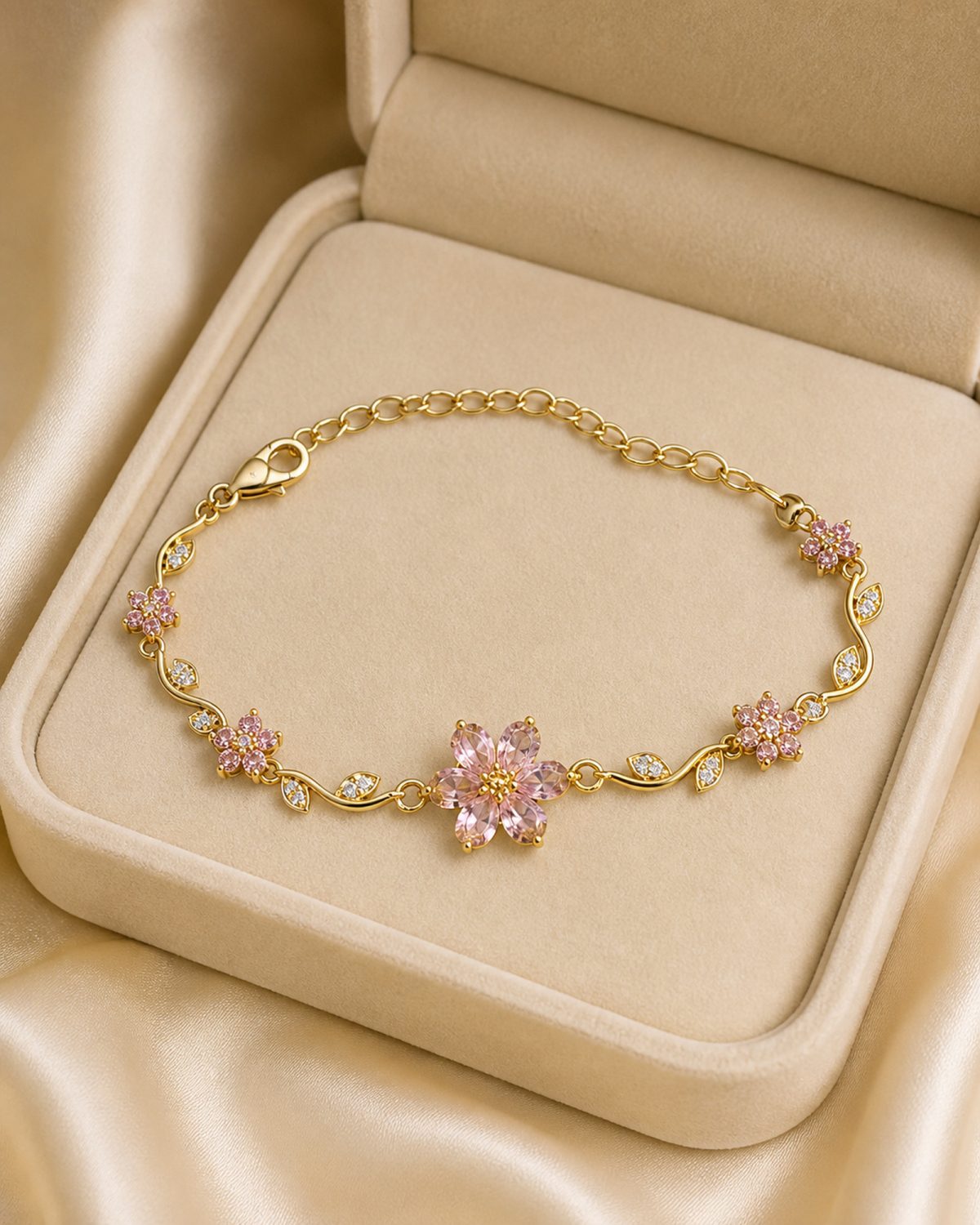 Blush Blossom Crystal Vine Bracelet