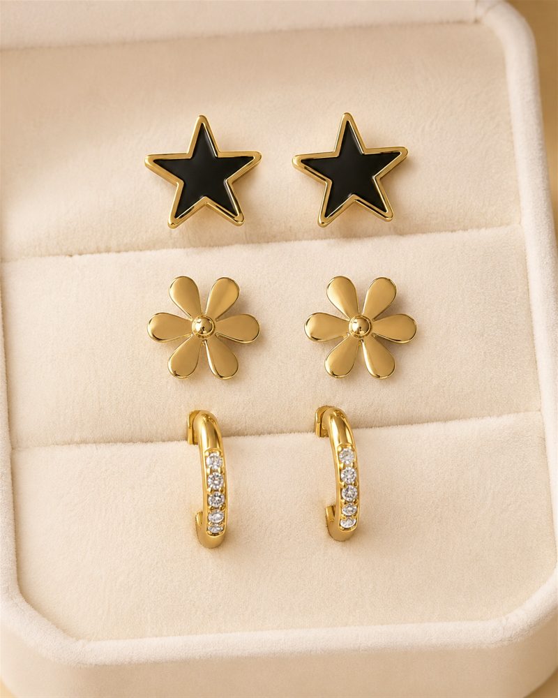 Star & Bloom Trio Earring Set