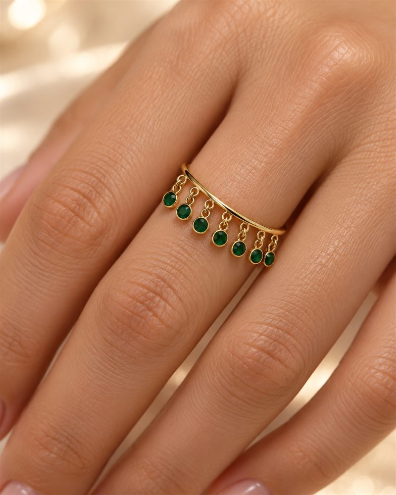 Emerald Dance Adjustable Ring