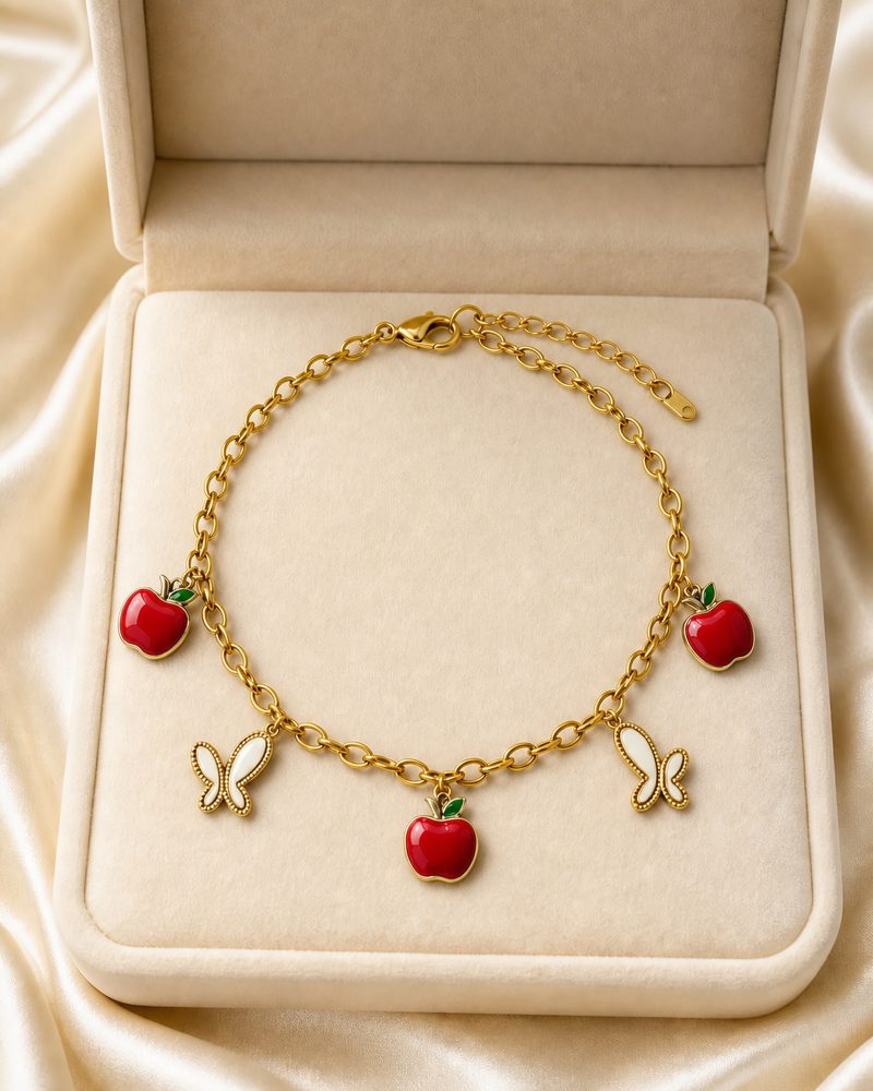 Apple Garden Butterfly Charm Bracelet