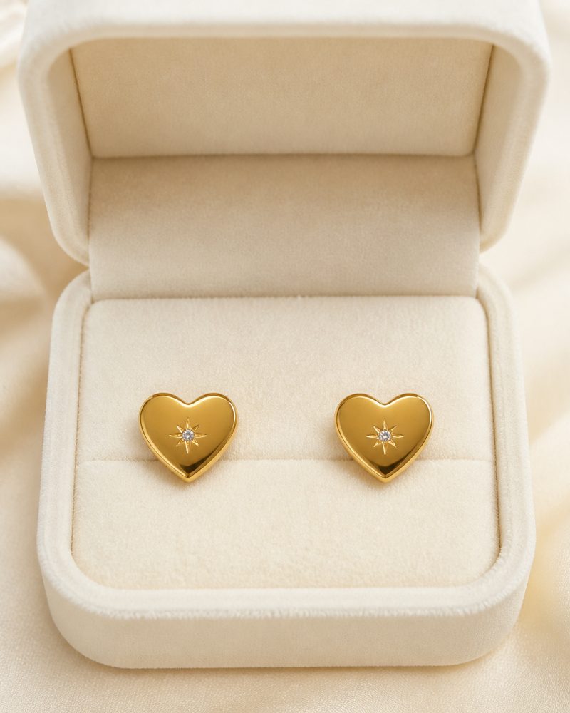 Celeste Starburst Heart Stud Earrings