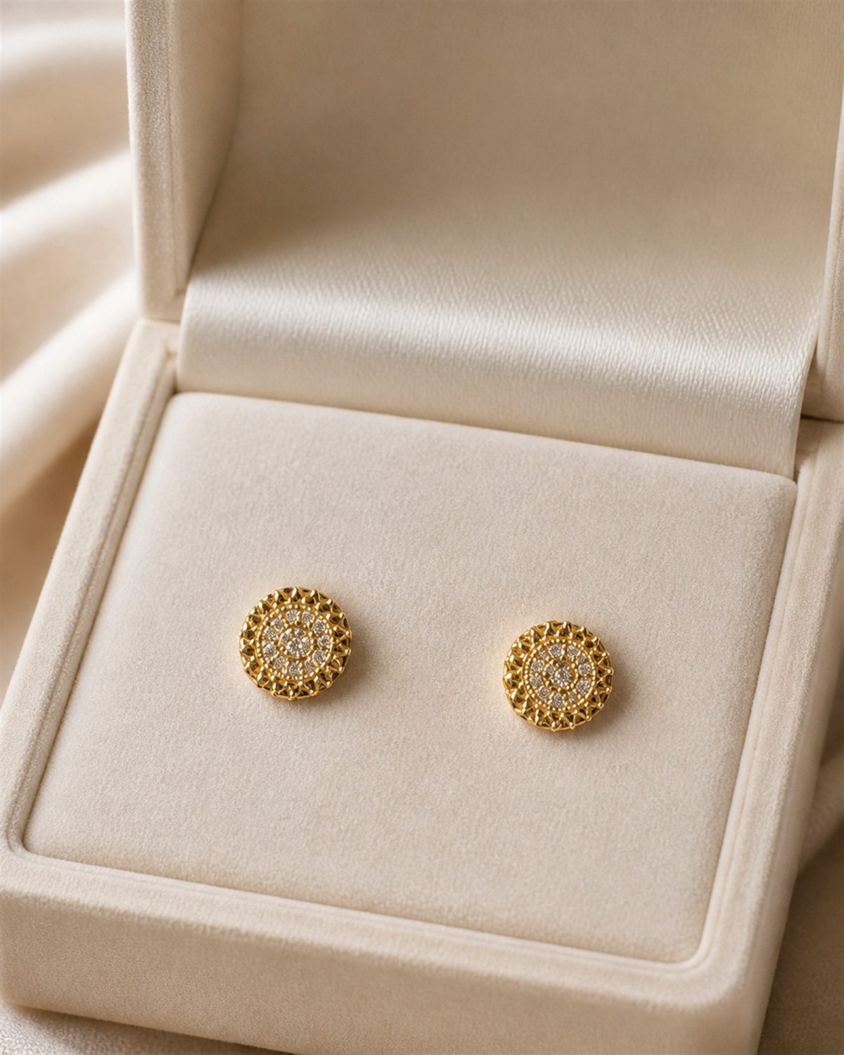Gold Crystal Sunburst Stud Earrings