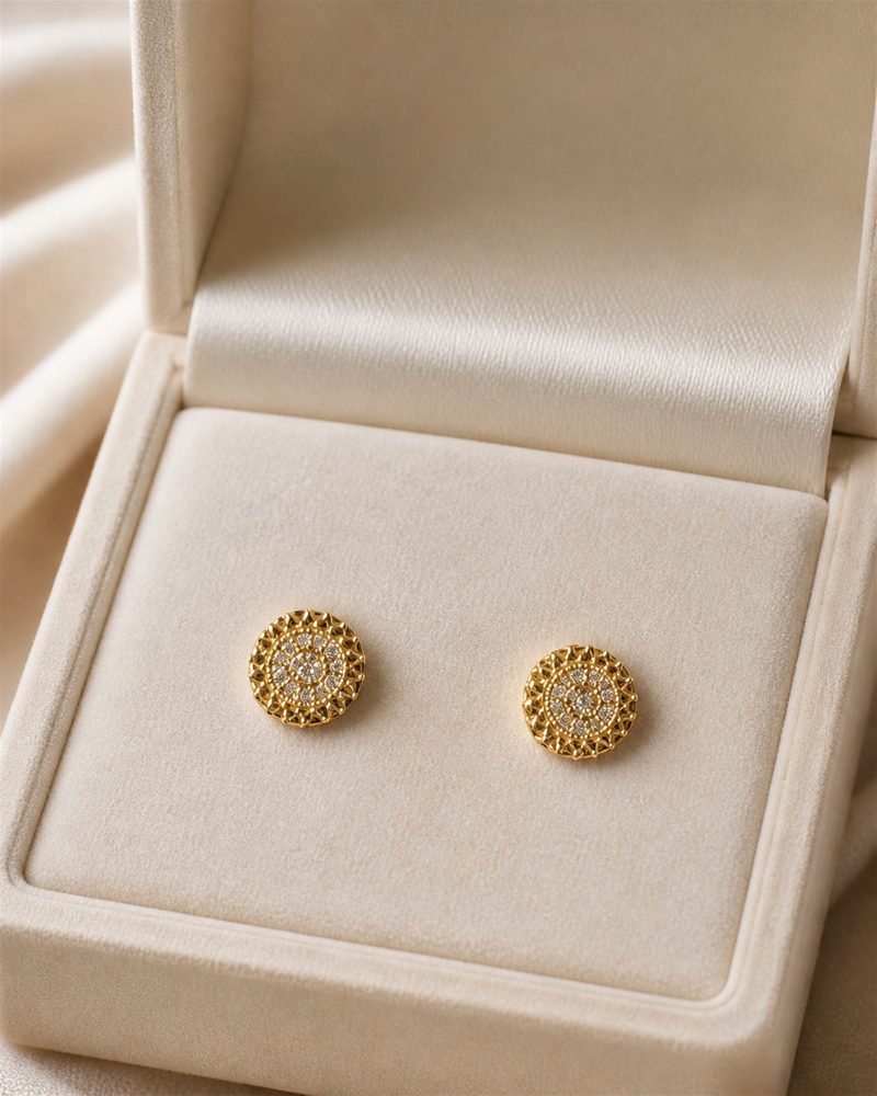 Gold Crystal Sunburst Stud Earrings