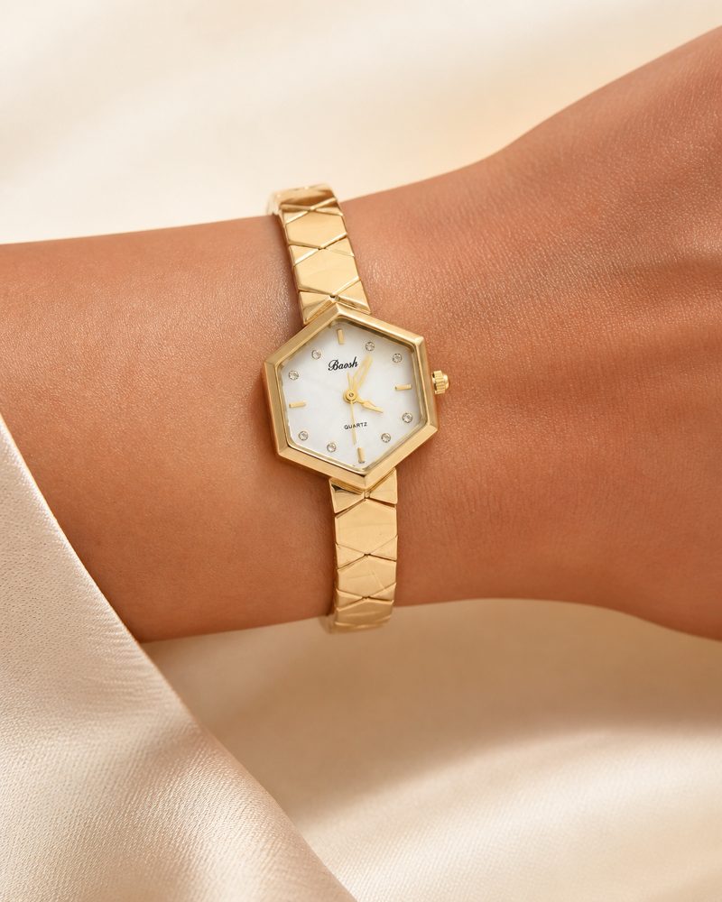 Geometric Hexagon Gold-Tone Watch
