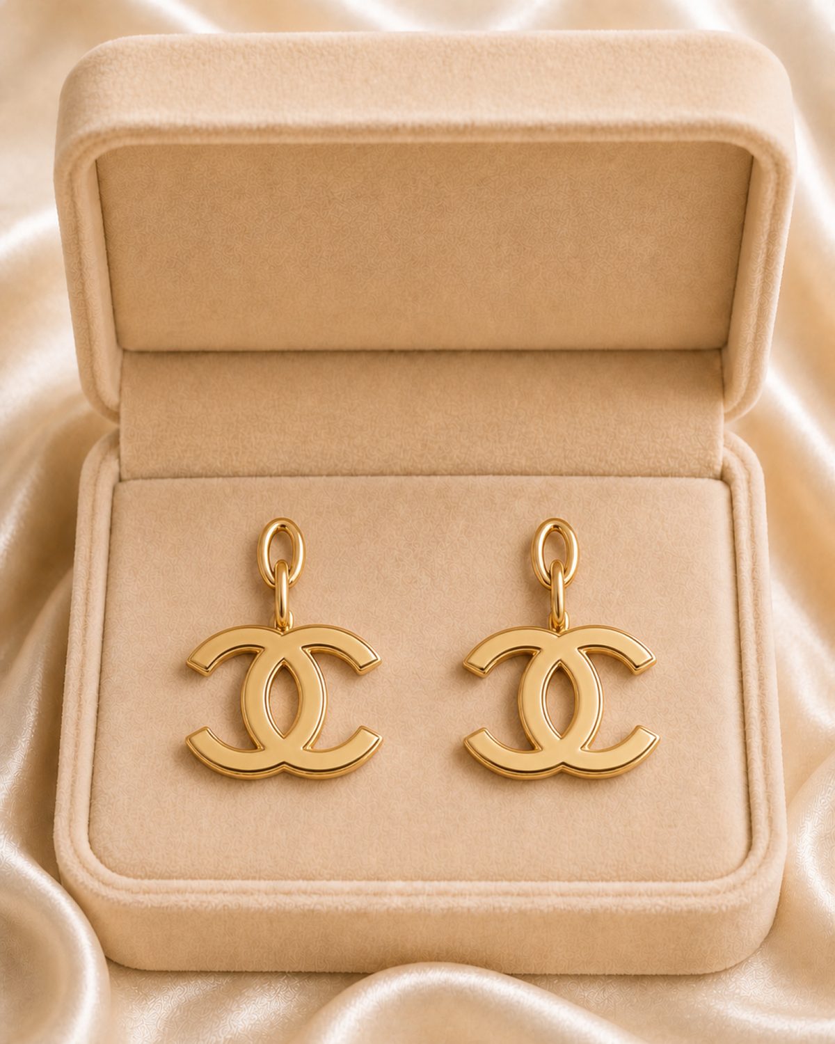 Double-C Gold Drop Earrings
