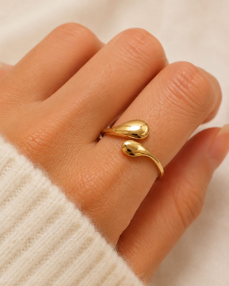 Double Teardrop Adjustable Ring