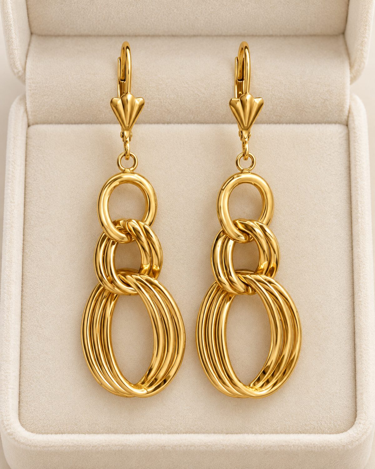Golden Oval Cascade Earrings