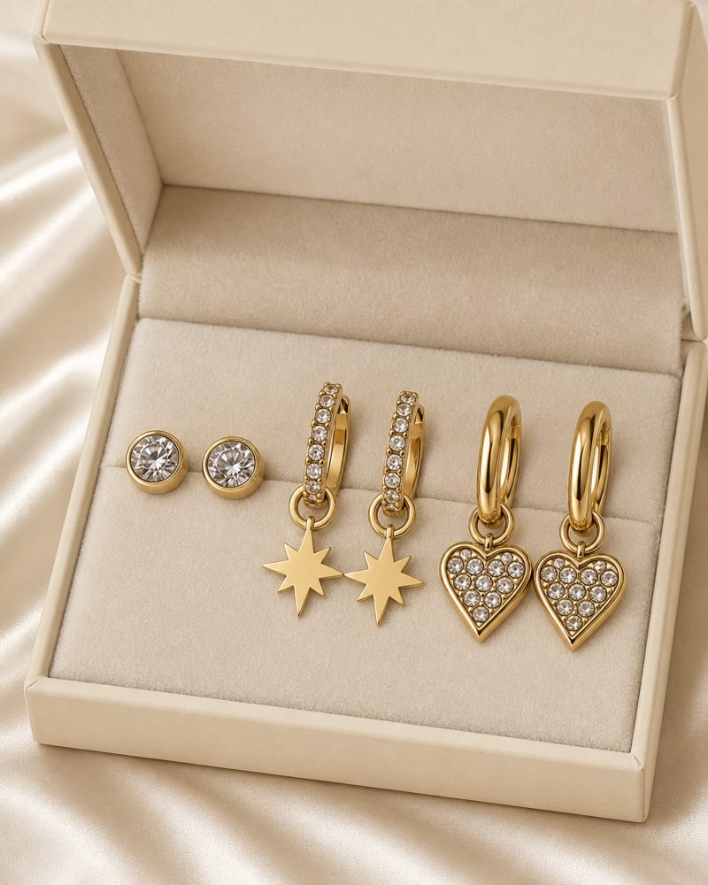 Celestial Heart Three-Pair Earring Set