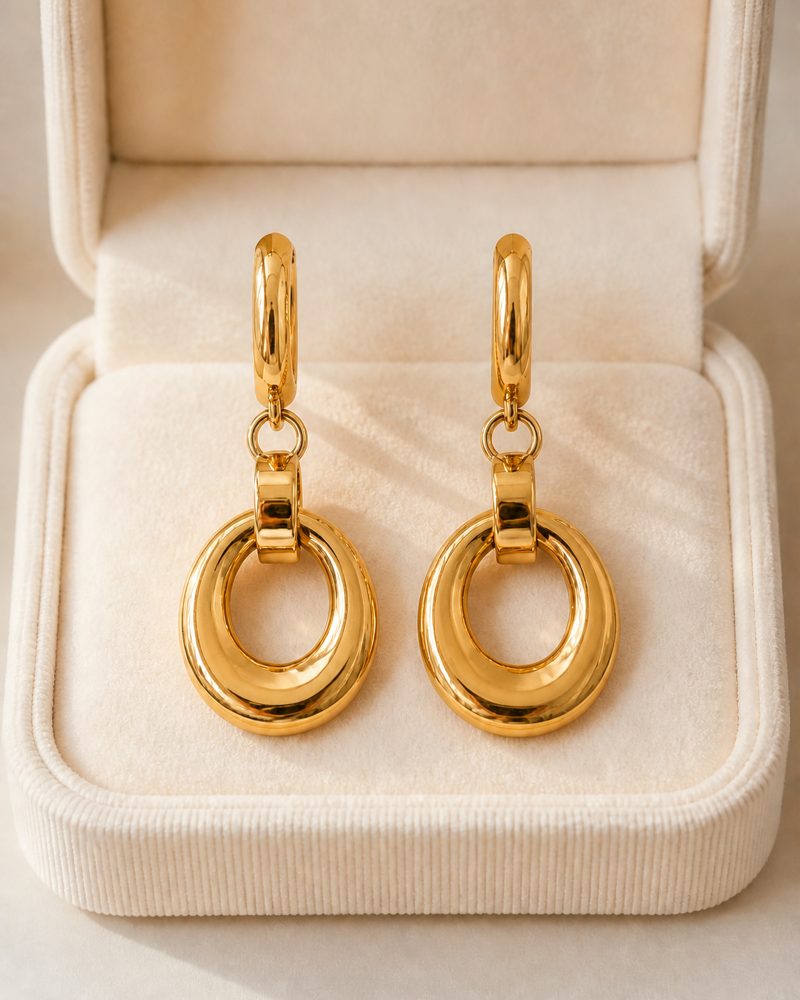 Aurelia Crystal Oval Drop Earrings