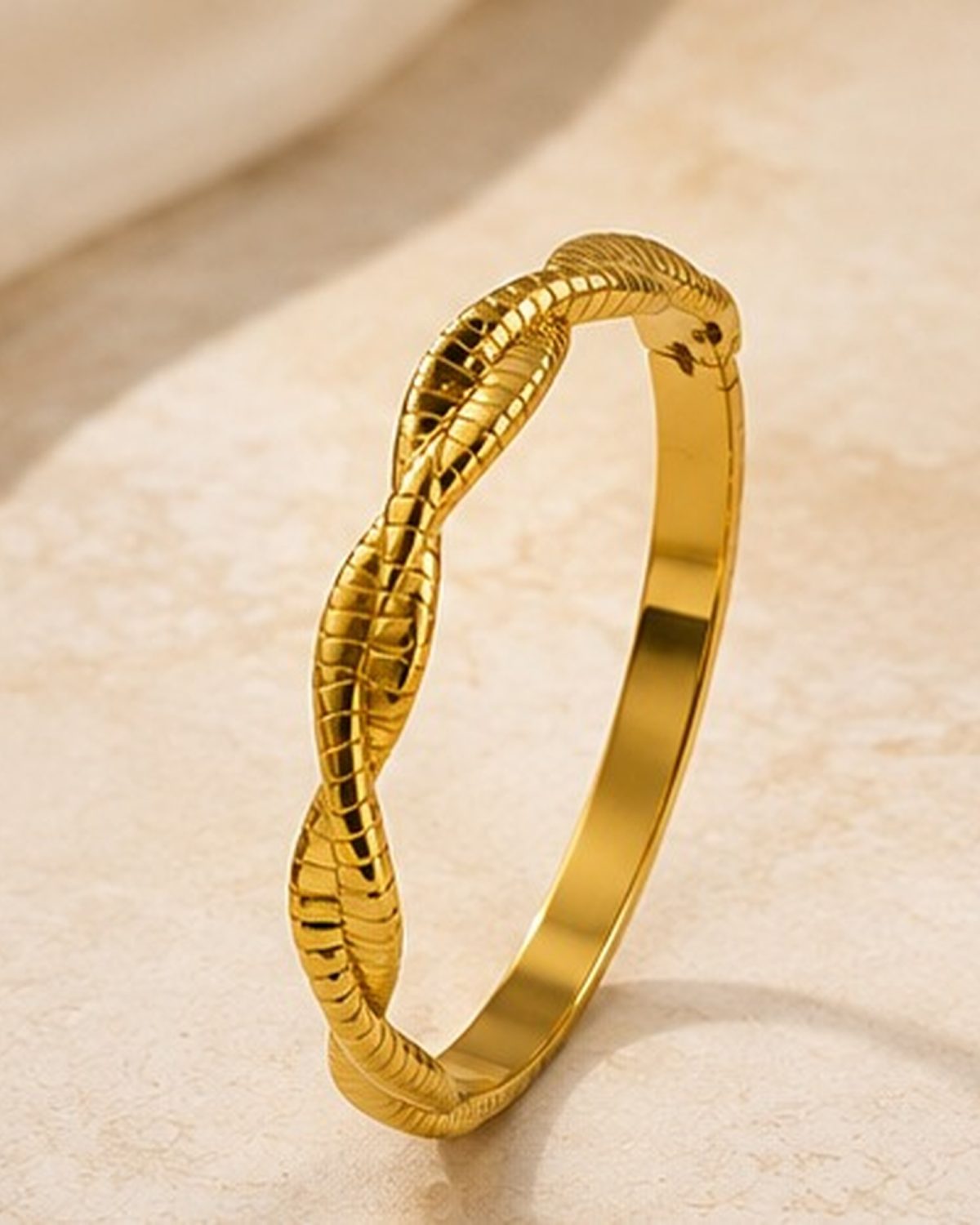 Twisted Gold Anti-Tarnish Bangle