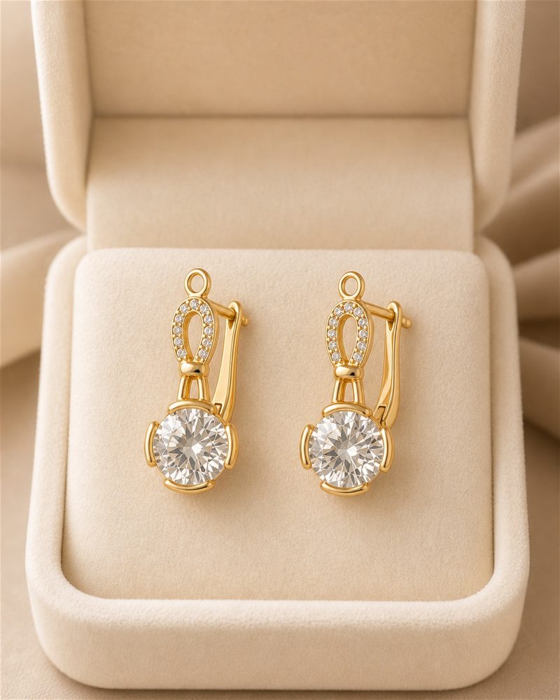 Pavé Oval Solitaire Bali Drop Earrings