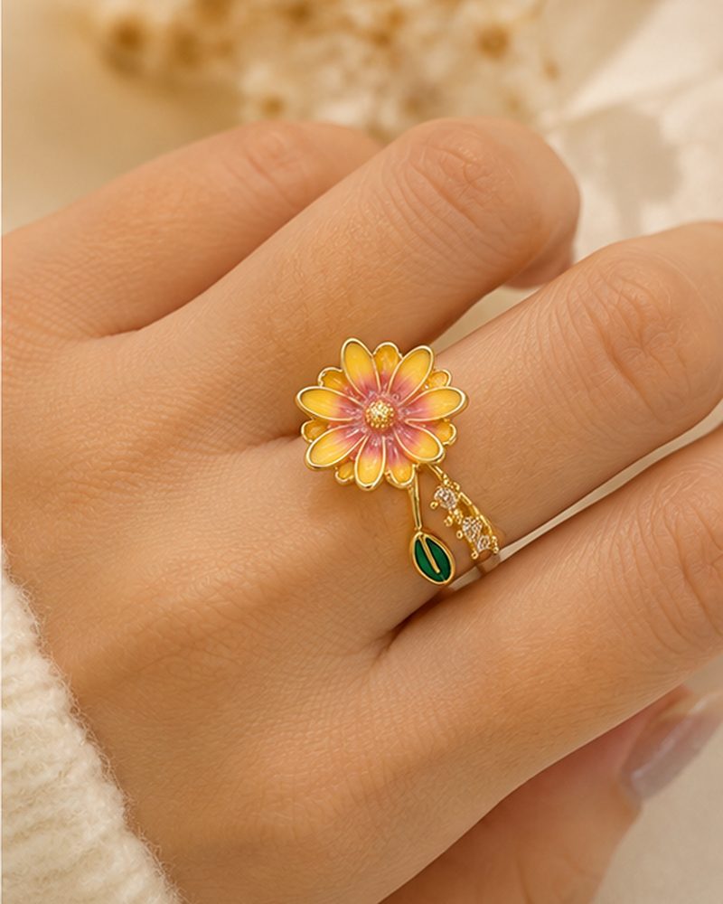 Golden Bloom Adjustable Waterproof Ring