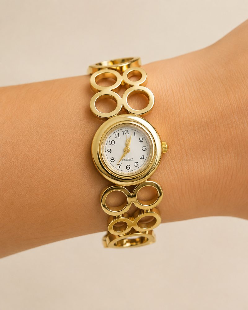 Open Circle Gold-Tone Bracelet Watch
