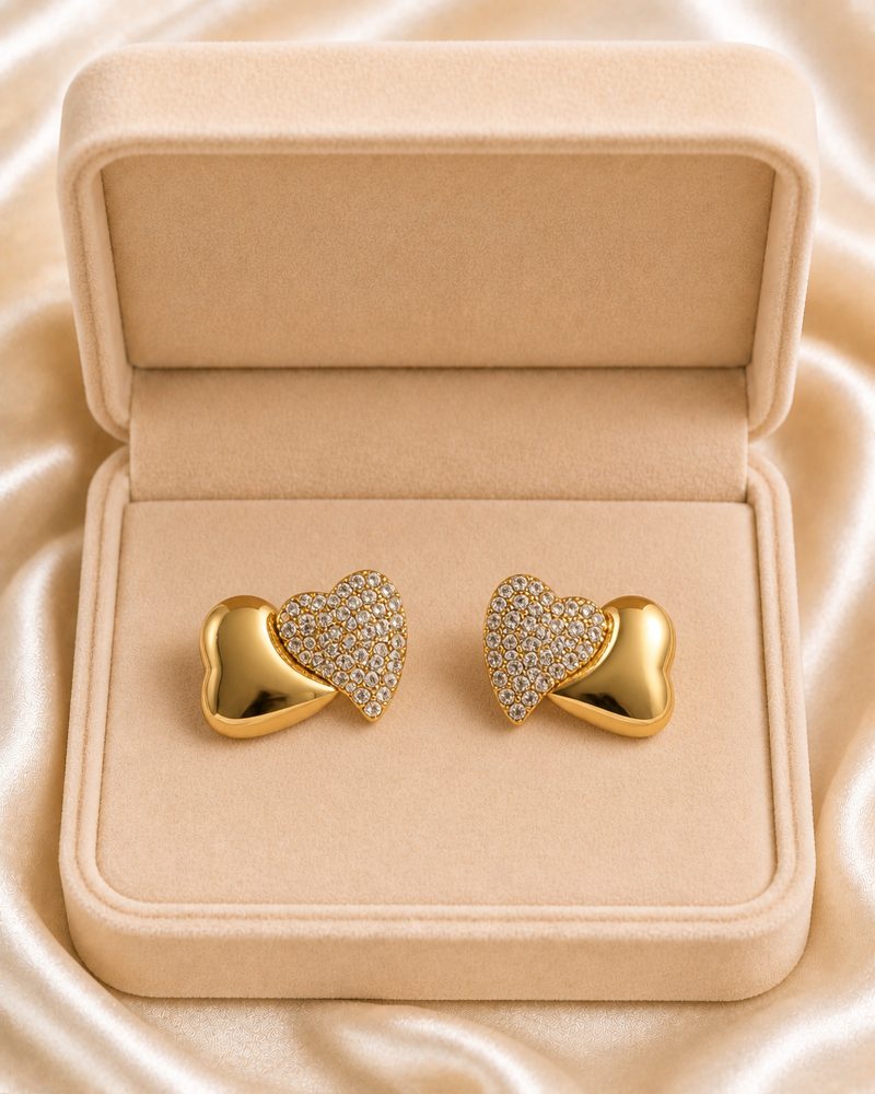 Gold Crystal Twist Stud Earrings