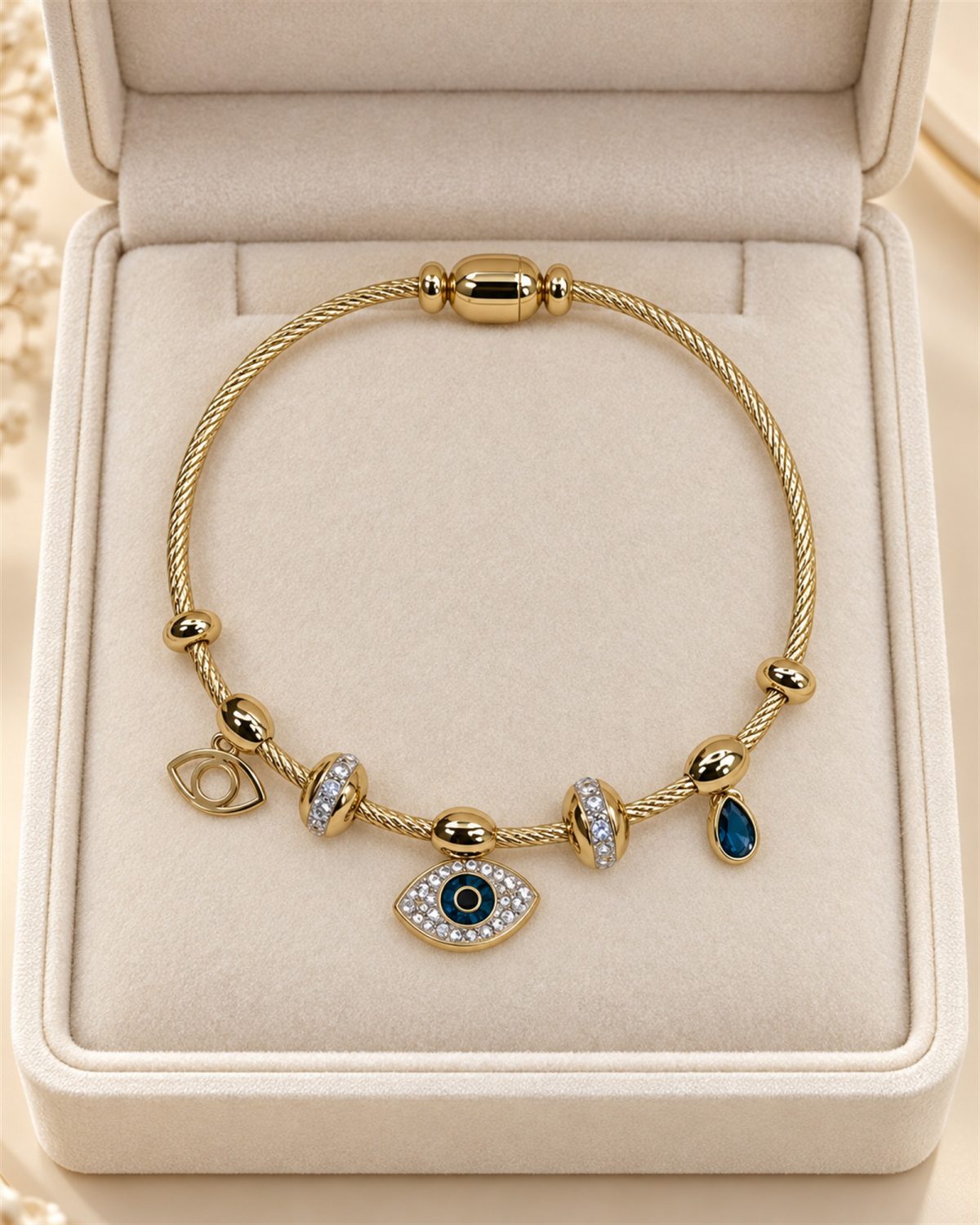Azure Guardian Evil Eye Charm Bracelet