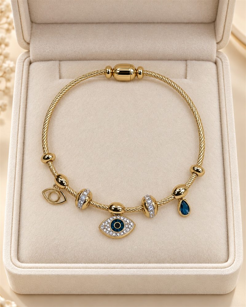 Azure Guardian Evil Eye Charm Bracelet